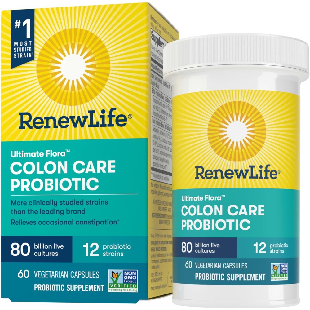 Renew Life Probiotic Colon Care Probiotic Capsules, Daily Supplement Offers Colon Support, L. Rhamnosus GG, Dairy, Soy and gluten-free, 80 Billion CFU, 60 Count Renew Life Probiotic Colon Care Probiotic Capsules, Daily Supplement Offers Colon Support, L. Rhamnosus GG, Dairy, Soy and gluten-free, 80 Billion CFU, 60 Count