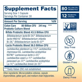 Renew Life Probiotic Colon Care Probiotic Capsules, Daily Supplement Offers Colon Support, L. Rhamnosus GG, Dairy, Soy and gluten-free, 80 Billion CFU, 60 Count Renew Life Probiotic Colon Care Probiotic Capsules, Daily Supplement Offers Colon Support, L. Rhamnosus GG, Dairy, Soy and gluten-free, 80 Billion CFU, 60 Count