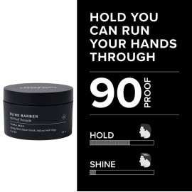 Blind Barber 90 Proof Hair Pomade for Men - Strong Hold, Natural Finish - Water-Based, Matte Pomade for Men with Hops & Tonka Bean - Free of Greasy Oils, Easy to Use - (2.5 Oz)