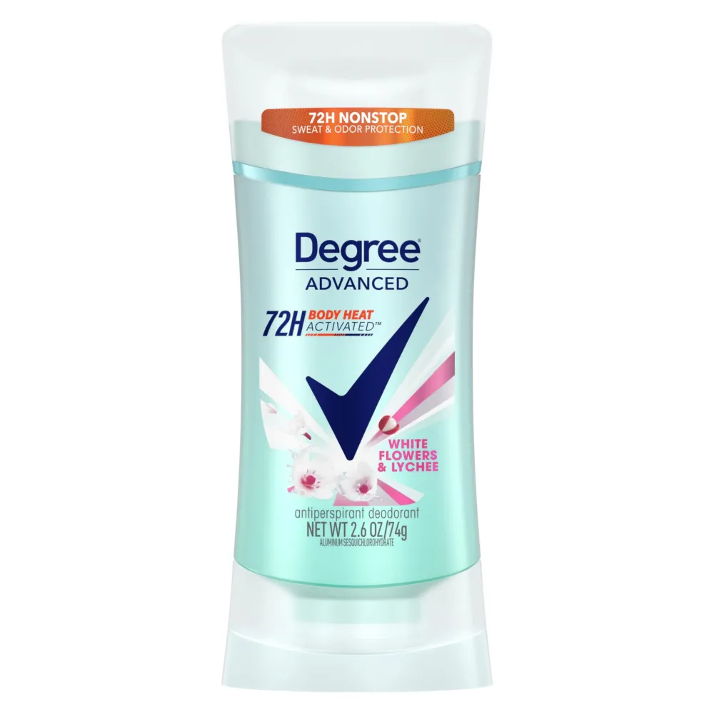 Degree Advanced Protection Antiperspirant Deodorant White Flowers & Lychee for 72-Hour Sweat & Odor Control for Women, with Body Heat Activated Technology, 2.6 oz Degree Advanced Protection Antiperspirant Deodorant White Flowers & Lychee for 72-Hour Sweat & Odor Control for Women, with Body Heat Activated Technology, 2.6 oz