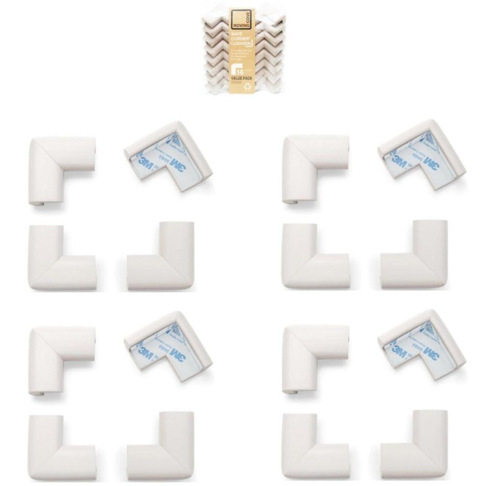 Roving Cove HeftyFit Corner Protector for Baby (16 Large Corners), Heavy-Duty Soft Rubber Foam Furniture Corner Bumper Guards, 3M Adhesive Pre-Taped, Oyster White (Off White) Roving Cove HeftyFit Corner Protector for Baby (16 Large Corners), Heavy-Duty Soft Rubber Foam Furniture Corner Bumper Guards, 3M Adhesive Pre-Taped, Oyster White (Off White)