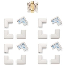 Roving Cove HeftyFit Corner Protector for Baby (16 Large Corners), Heavy-Duty Soft Rubber Foam Furniture Corner Bumper Guards, 3M Adhesive Pre-Taped, Oyster White (Off White)