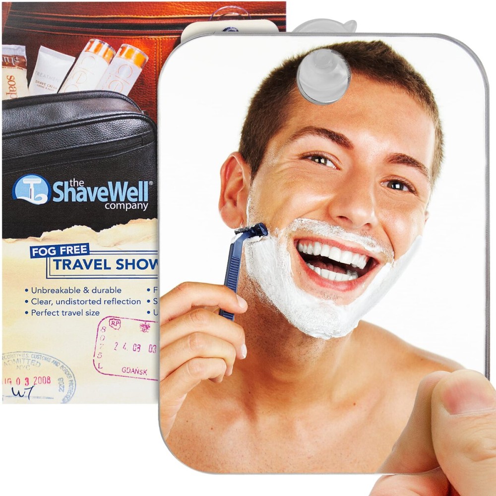 The Shave Well Company Anti-Fog Shaving Mirror for Travel | Fogless Bathroom Shower Mirror with Handheld Option for Men and Women | Hanging Shower Mirror Includes Long-Lasting Reusable Suction Cup The Shave Well Company Anti-Fog Shaving Mirror for Travel | Fogless Bathroom Shower Mirror with Handheld Option for Men and Women | Hanging Shower Mirror Includes Long-Lasting Reusable Suction Cup
