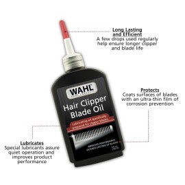 Wahl Premium Hair Clipper Blade Lubricating Oil for Clippers, Trimmers, & Blade Corrosion for Rust Prevention - 4 Fluid Ounces - Model 3310-300A