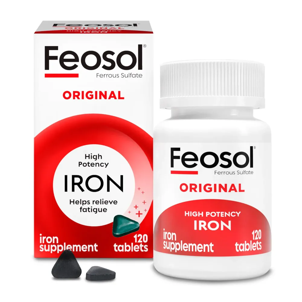Feosol Original Iron Supplement Tablets, Non-heme, 325mg Ferrous Sulfate (65mg Elemental Iron) per Iron Pill, 1 Per Day, 120ct, 4 Month Supply, for Energy and Immune System Support, Made in USA Feosol Original Iron Supplement Tablets, Non-heme, 325mg Ferrous Sulfate (65mg Elemental Iron) per Iron Pill, 1 Per Day, 120ct, 4 Month Supply, for Energy and Immune System Support, Made in USA