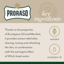 Proraso After Shave Lotion for Men, Refreshing and Toning with Menthol and Eucalyptus Oil, 3.4 Fl Oz (Pack of 1)