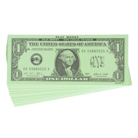 LEARNING ADVANTAGE One Dollar Play Bills - Set of 100 $1 Paper Bills - Designed and Sized Like Real US Currency - Teach Currency, Counting and Math with Play Money