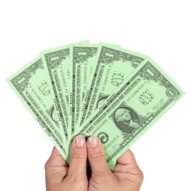 LEARNING ADVANTAGE One Dollar Play Bills - Set of 100 $1 Paper Bills - Designed and Sized Like Real US Currency - Teach Currency, Counting and Math with Play Money