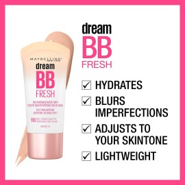 Maybelline Dream Fresh Skin Hydrating BB cream, 8-in-1 Skin Perfecting Beauty Balm with Broad Spectrum SPF 30, Sheer Tint Coverage, Oil-Free, Medium, 1 Fl Oz Maybelline Dream Fresh Skin Hydrating BB cream, 8-in-1 Skin Perfecting Beauty Balm with Broad Spectrum SPF 30, Sheer Tint Coverage, Oil-Free, Medium, 1 Fl Oz
