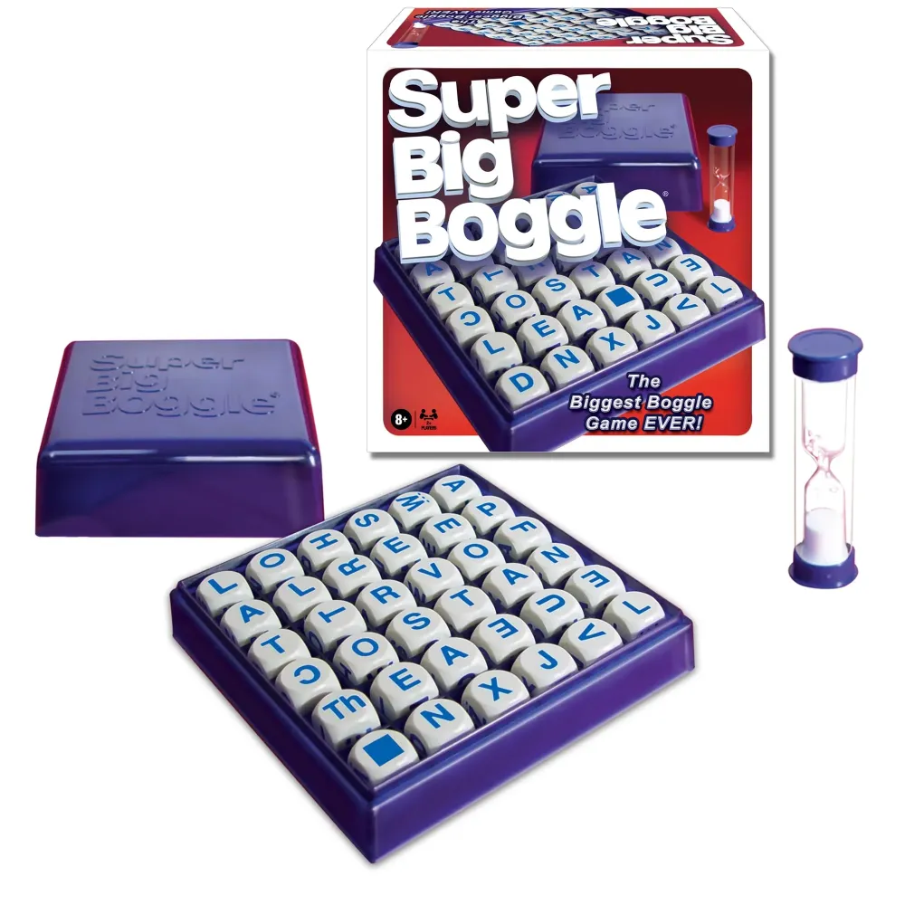 Super Big Boggle with 6x6 Grid and 36 Letter Cubes by Winning Moves Games USA, the Biggest Boggle Game Ever, 4 Minute Sand Timer, for 2 or More Players, Ages 8+ (1165) Super Big Boggle with 6x6 Grid and 36 Letter Cubes by Winning Moves Games USA, the Biggest Boggle Game Ever, 4 Minute Sand Timer, for 2 or More Players, Ages 8+ (1165)