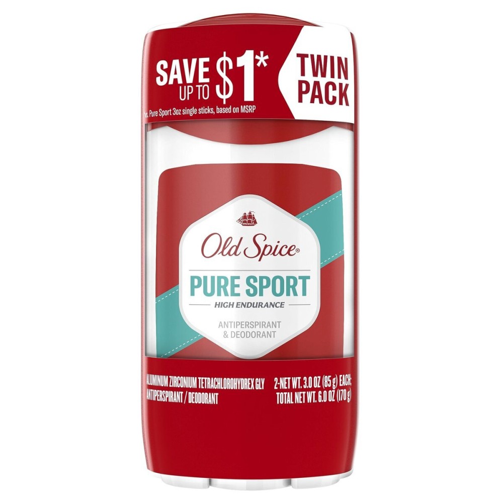 Old Spice Aluminum Free Antiperspirant Deodorant For Men, High Endurance, 24/7 Sweat Defense & Odor Protection, 24/7 Freshness & Lasting Scent, Pure Sport Scent, 3.0 oz (Pack of 2) Old Spice Aluminum Free Antiperspirant Deodorant For Men, High Endurance, 24/7 Sweat Defense & Odor Protection, 24/7 Freshness & Lasting Scent, Pure Sport Scent, 3.0 oz (Pack of 2)