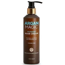 Argan Magic Nourishing Hair Cream - Hydrates, Conditions, and Eliminates Frizz for All Hair Types | Seals in Shine | Made in USA, Paraben Free, Cruelty Free (8.5 oz)