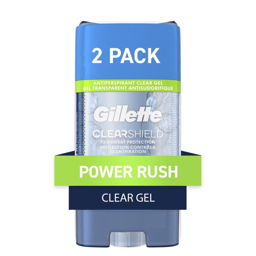 Gillette Antiperspirant and Deodorant for Men, 72hr Sweat & Odor Protection, Long Lasting Freshness, Anti-White Mark Technology, Clear Gel, Power Rush Scent, 3.8 oz (Pack of 2) Gillette Antiperspirant and Deodorant for Men, 72hr Sweat & Odor Protection, Long Lasting Freshness, Anti-White Mark Technology, Clear Gel, Power Rush Scent, 3.8 oz (Pack of 2)
