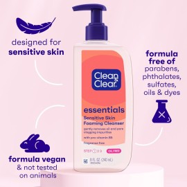 Clean & Clear Essentials Foaming Facial Cleanser, Oil-Free Daily Face Wash with Glycerin to Remove Acne Breakout-Causing Dirt, Oil & Makeup Without Over-Drying, 8 Fl Oz (Packaging may vary) Clean & Clear Essentials Foaming Facial Cleanser, Oil-Free Daily Face Wash with Glycerin to Remove Acne Breakout-Causing Dirt, Oil & Makeup Without Over-Drying, 8 Fl Oz (Packaging may vary)