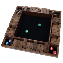 WE Games 14 inch 1-4 Player Shut The Box Wooden Board Game, Walnut Stain