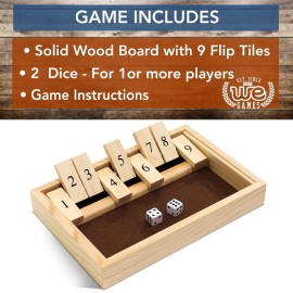 WE Games Classic Dice Board Game - 9 Number Flip Tiles with Natural Wooden Box - 11 inches WE Games Classic Dice Board Game - 9 Number Flip Tiles with Natural Wooden Box - 11 inches
