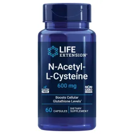 Life Extension N-Acetyl-L-Cysteine (NAC), Immune Response, Respiratory Health, Liver Health, NAC 600 mg, antioxidant Defense, Free radicals, Easy to Absorb, 60 Capsules