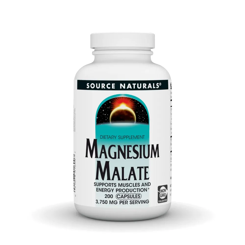 Source Naturals Magnesium Malate, Supports Muscles and Energy Production*, 3750 MG - 200 Capsules Source Naturals Magnesium Malate, Supports Muscles and Energy Production*, 3750 MG - 200 Capsules