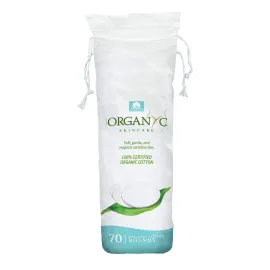 Organyc 100% Organic Cotton Rounds - Biodegradable Cotton, Chemical Free, For Sensitive Skin (70 Count) - Daily Cosmetics. Beauty and Personal Care