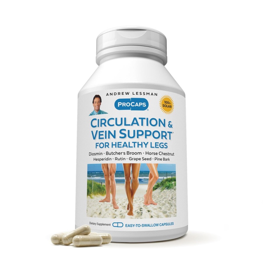 ANDREW LESSMAN Circulation, Vein Support for Healthy Legs 60 Capsules - High Bioactivity Diosmin, Butcher\'s Broom, Visibly Reduces Swelling and Discomfort in Feet, Ankles, Calves, Legs ANDREW LESSMAN Circulation, Vein Support for Healthy Legs 60 Capsules - High Bioactivity Diosmin, Butcher\'s Broom, Visibly Reduces Swelling and Discomfort in Feet, Ankles, Calves, Legs