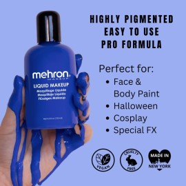 Mehron Makeup Liquid Makeup | Face Paint and Body Paint Perfect for Halloween, Cosplay I Air Brush Compatible 4.5 oz (133 ml) (Blue) Mehron Makeup Liquid Makeup | Face Paint and Body Paint Perfect for Halloween, Cosplay I Air Brush Compatible 4.5 oz (133 ml) (Blue)