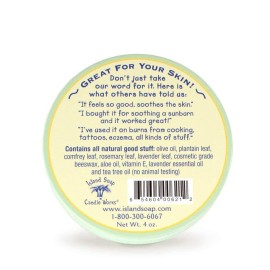 Island Soap & Candle Works Surfer\'s Salve - All Natural Skin Soothing Balm - Moisturizing Anti-Chafing Ointment for Insect Bites, Sunburn, Windburn, Chapped Lips, Rashes & New Tattoos - 4 Ounce Island Soap & Candle Works Surfer\'s Salve - All Natural Skin Soothing Balm - Moisturizing Anti-Chafing Ointment for Insect Bites, Sunburn, Windburn, Chapped Lips, Rashes & New Tattoos - 4 Ounce