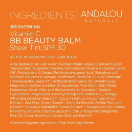 Andalou Naturals Vitamin C BB Beauty Balm Sheer Tint SPF 30, 2-in-1 BB Cream & Face Sunscreen with Broad Spectrum Protection, Mineral Sunscreen with Non-Nano Zinc Oxide, 2 Fl Oz Andalou Naturals Vitamin C BB Beauty Balm Sheer Tint SPF 30, 2-in-1 BB Cream & Face Sunscreen with Broad Spectrum Protection, Mineral Sunscreen with Non-Nano Zinc Oxide, 2 Fl Oz