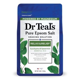 Dr Teal\'s Salt Soak with Pure Epsom Salt, Relax & Relief with Eucalyptus & Spearmint, 3 lbs Dr Teal\'s Salt Soak with Pure Epsom Salt, Relax & Relief with Eucalyptus & Spearmint, 3 lbs