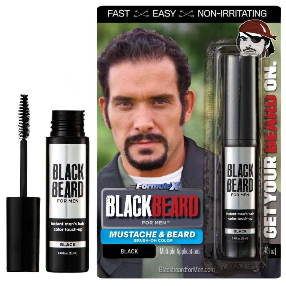 Blackbeard Formula X - Instant, Hypoallergenic, Temporary Beard, Mustache, Eyebrow, and Sideburn Tint - Black, 1 Pack Blackbeard Formula X - Instant, Hypoallergenic, Temporary Beard, Mustache, Eyebrow, and Sideburn Tint - Black, 1 Pack