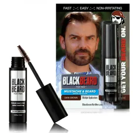 Blackbeard Formula X - Instant, Hypoallergenic, Temporary Color for Men\'s Facial Hair - Dark Brown, 1-Day Beard Tint, Mustache, Eyebrow & Sideburn Coloring - Temporary Dye - 1 Pack