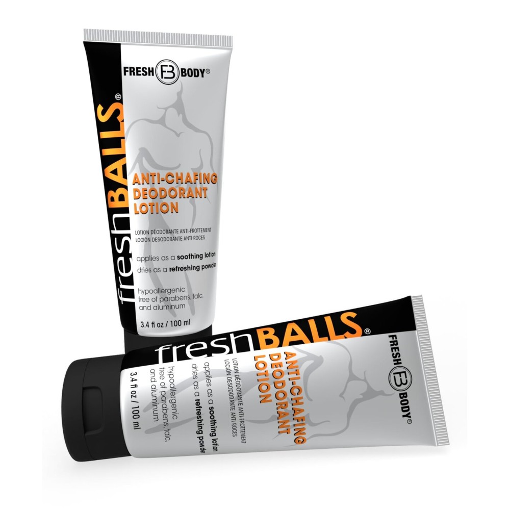 Fresh BALLS Lotion | Anti-Chafing Men\'s Soothing Cream to Powder Ball Deodorant and Hygiene for Groin Area, 3.4 fl oz (Pack of 2) Fresh BALLS Lotion | Anti-Chafing Men\'s Soothing Cream to Powder Ball Deodorant and Hygiene for Groin Area, 3.4 fl oz (Pack of 2)