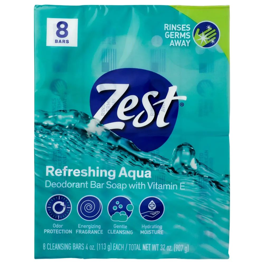 Zest 8-Bar Bath Size Soap, Aqua, 4 Ounce per bar, 8 bars, 32 Ounce Zest 8-Bar Bath Size Soap, Aqua, 4 Ounce per bar, 8 bars, 32 Ounce