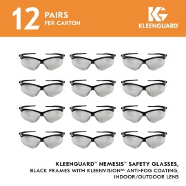 KleenGuard V30 Nemesis Safety Glasses (25685), with KleenVision Anti-Fog Coating, Indoor/Outdoor Lenses, Black Frame, Unisex for Men and Women (Qty 12) KleenGuard V30 Nemesis Safety Glasses (25685), with KleenVision Anti-Fog Coating, Indoor/Outdoor Lenses, Black Frame, Unisex for Men and Women (Qty 12)