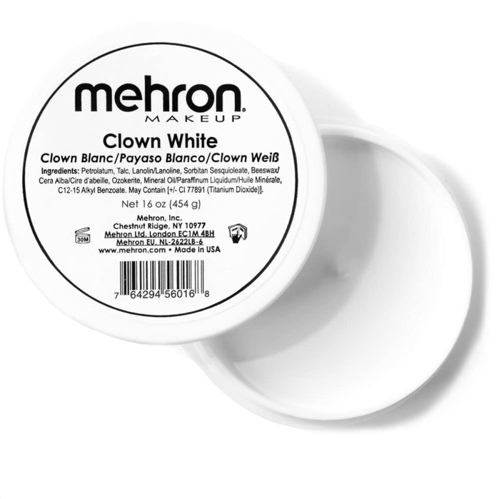 Mehron Makeup Clown White Professional Face Paint Cream Makeup | White Face Paint for Stage, Film, Cosplay, & Mime | Halloween Clown 16 oz (453g) Mehron Makeup Clown White Professional Face Paint Cream Makeup | White Face Paint for Stage, Film, Cosplay, & Mime | Halloween Clown 16 oz (453g)