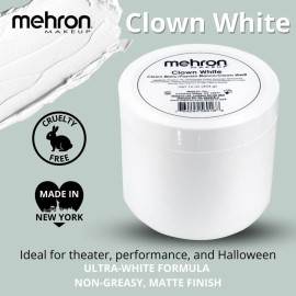 Mehron Makeup Clown White Professional Face Paint Cream Makeup | White Face Paint for Stage, Film, Cosplay, & Mime | Halloween Clown 16 oz (453g) Mehron Makeup Clown White Professional Face Paint Cream Makeup | White Face Paint for Stage, Film, Cosplay, & Mime | Halloween Clown 16 oz (453g)