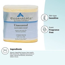 Clearly Natural Glycerine Bar Soap, Unscented, 3 Count, 4 oz each (876872362) Clearly Natural Glycerine Bar Soap, Unscented, 3 Count, 4 oz each (876872362)