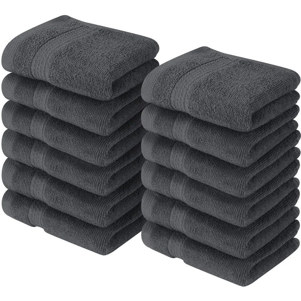 Utopia Towels 12 Pack Premium Wash Cloths Set, 12 by 12 Inches, 100% Cotton Ring Spun, Highly Absorbent and Soft Feel Essential Washcloths for Bathroom, Spa, Gym, and Face, Grey Utopia Towels 12 Pack Premium Wash Cloths Set, 12 by 12 Inches, 100% Cotton Ring Spun, Highly Absorbent and Soft Feel Essential Washcloths for Bathroom, Spa, Gym, and Face, Grey