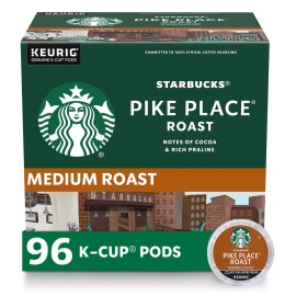 Starbucks K-Cup Coffee Pods, Medium Roast Coffee, Pike Place Roast for Keurig Brewers, 100% Arabica, 4 boxes (96 pods total) Starbucks K-Cup Coffee Pods, Medium Roast Coffee, Pike Place Roast for Keurig Brewers, 100% Arabica, 4 boxes (96 pods total)