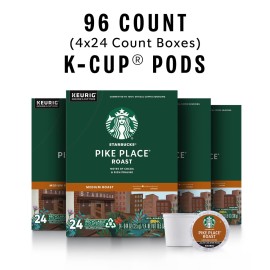 Starbucks K-Cup Coffee Pods, Medium Roast Coffee, Pike Place Roast for Keurig Brewers, 100% Arabica, 4 boxes (96 pods total) Starbucks K-Cup Coffee Pods, Medium Roast Coffee, Pike Place Roast for Keurig Brewers, 100% Arabica, 4 boxes (96 pods total)