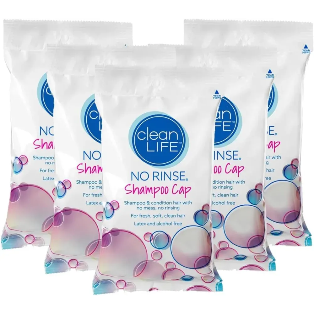 No-Rinse Shampoo Cap by Cleanlife Products, Shampoo and Condition Hair with no Water or Rinsing - Microwaveable, Latex-Free and Alcohol-Free (Pack of 5)
