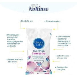 No-Rinse Shampoo Cap by Cleanlife Products, Shampoo and Condition Hair with no Water or Rinsing - Microwaveable, Latex-Free and Alcohol-Free (Pack of 5)