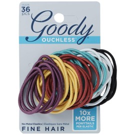 Goody Ouchless Elastic Hair Ties - 36 Ct, Brooke (Assorted), 2MM Rubber Bands for Hair, Pain-Free Hair Accessories for Women & Men, Made for Long-Lasting Braids, Ponytails & More, For Fine Hair Goody Ouchless Elastic Hair Ties - 36 Ct, Brooke (Assorted), 2MM Rubber Bands for Hair, Pain-Free Hair Accessories for Women & Men, Made for Long-Lasting Braids, Ponytails & More, For Fine Hair