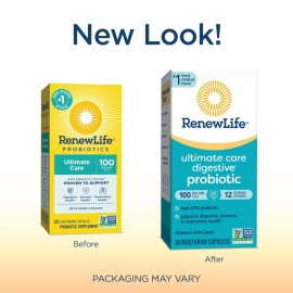 Renew Life Ultimate Care Probiotic Capsules, Daily Supplement Supports Respiratory, Digestive and Immune Health, L. Rhamnosus GG, Dairy, Soy and gluten-free, 100 Billion CFU, 30 Count Renew Life Ultimate Care Probiotic Capsules, Daily Supplement Supports Respiratory, Digestive and Immune Health, L. Rhamnosus GG, Dairy, Soy and gluten-free, 100 Billion CFU, 30 Count