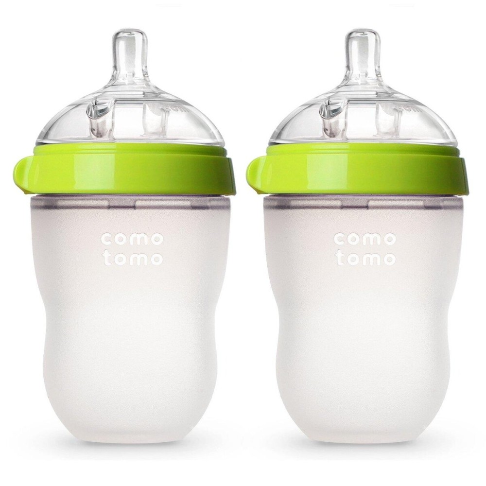 Comotomo Baby Bottle Double Pack, Green, 8oz Comotomo Baby Bottle Double Pack, Green, 8oz