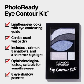 REVLON PhotoReady Eye Contour Kit, Eyeshadow Palette with 5 Wet/Dry Shades & Double-Ended Brush Applicator, Watercolors (520), 0.1oz REVLON PhotoReady Eye Contour Kit, Eyeshadow Palette with 5 Wet/Dry Shades & Double-Ended Brush Applicator, Watercolors (520), 0.1oz