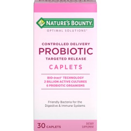Nature\'s Bounty Probiotic, Controlled Delivery Dietary Supplement, Supports Digestive, Intestinal and Immune Health, 30 Caplets, 30 Total Servings