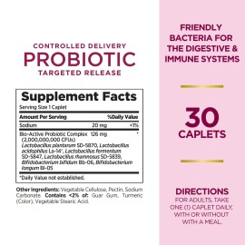 Nature\'s Bounty Probiotic, Controlled Delivery Dietary Supplement, Supports Digestive, Intestinal and Immune Health, 30 Caplets, 30 Total Servings Nature\'s Bounty Probiotic, Controlled Delivery Dietary Supplement, Supports Digestive, Intestinal and Immune Health, 30 Caplets, 30 Total Servings