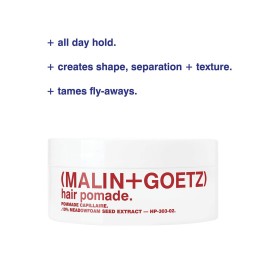 Malin + Goetz Hair Pomade, 2 oz. - Men & Women Hair Styling Product for All Hair Types or Textures, Lightweight All Day Hold, Natural Fragrance & Color, Cruelty-Free & Vegan. 2 fl oz