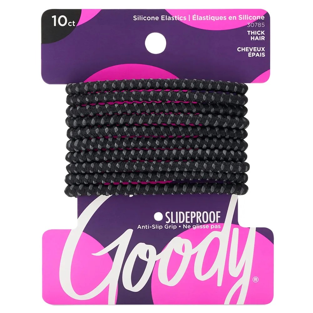 Goody Nonslip Womens Elastic Hair Tie Black - 4MM for Medium Hair- Ouchless Pain-Free Hair Accessories for Women Perfect for Long Lasting Braids, Ponytails and More, 10 Count (Pack of 1) Goody Nonslip Womens Elastic Hair Tie Black - 4MM for Medium Hair- Ouchless Pain-Free Hair Accessories for Women Perfect for Long Lasting Braids, Ponytails and More, 10 Count (Pack of 1)