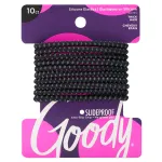 Goody Nonslip Womens Elastic Hair Tie Black - 4MM for Medium Hair- Ouchless Pain-Free Hair Accessories for Women Perfect for Long Lasting Braids, Ponytails and More, 10 Count (Pack of 1)